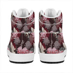 Japanese Cranes And Chrysanthemums Print High Top Leather Sneakers