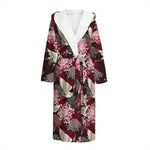 Japanese Cranes And Chrysanthemums Print Hooded Bathrobe