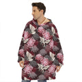 Japanese Cranes And Chrysanthemums Print Hoodie Blanket