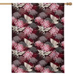 Japanese Cranes And Chrysanthemums Print House Flag