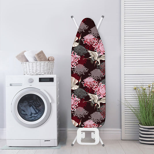 Japanese Cranes And Chrysanthemums Print Ironing Board Cover