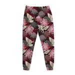 Japanese Cranes And Chrysanthemums Print Jogger Pants