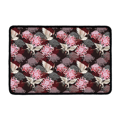 Japanese Cranes And Chrysanthemums Print Kitchen Mat