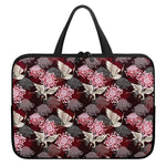 Japanese Cranes And Chrysanthemums Print Laptop Sleeve With Handle