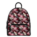 Japanese Cranes And Chrysanthemums Print Leather Backpack