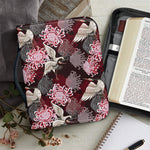 Japanese Cranes And Chrysanthemums Print Leather Bible Cover