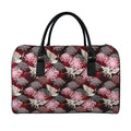 Japanese Cranes And Chrysanthemums Print Leather Duffel Bag