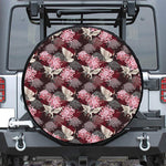 Japanese Cranes And Chrysanthemums Print Leather Spare Tire Cover