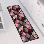 Japanese Cranes And Chrysanthemums Print Long Kitchen Mat