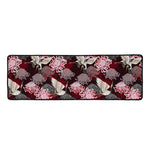 Japanese Cranes And Chrysanthemums Print Long Kitchen Mat