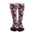 Japanese Cranes And Chrysanthemums Print Long Socks