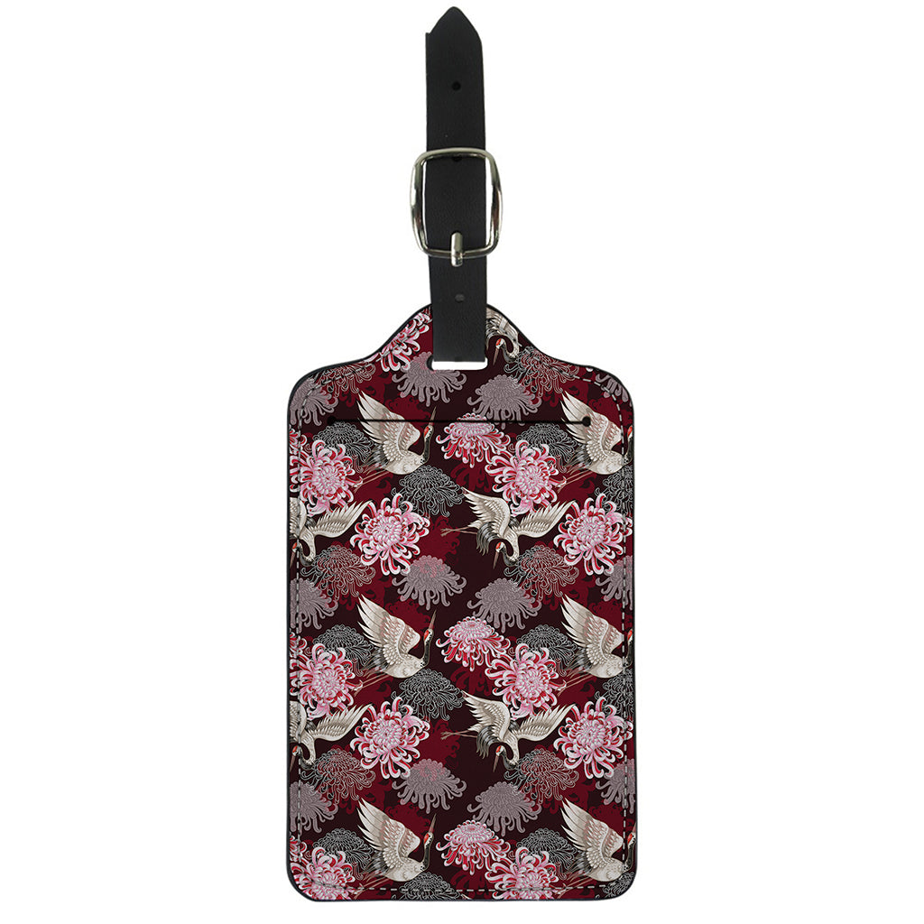 Japanese Cranes And Chrysanthemums Print Luggage Tag