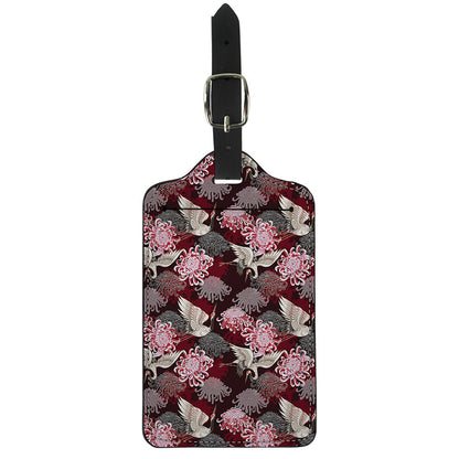Japanese Cranes And Chrysanthemums Print Luggage Tag
