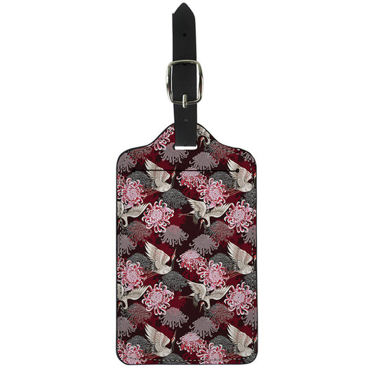 Japanese Cranes And Chrysanthemums Print Luggage Tag
