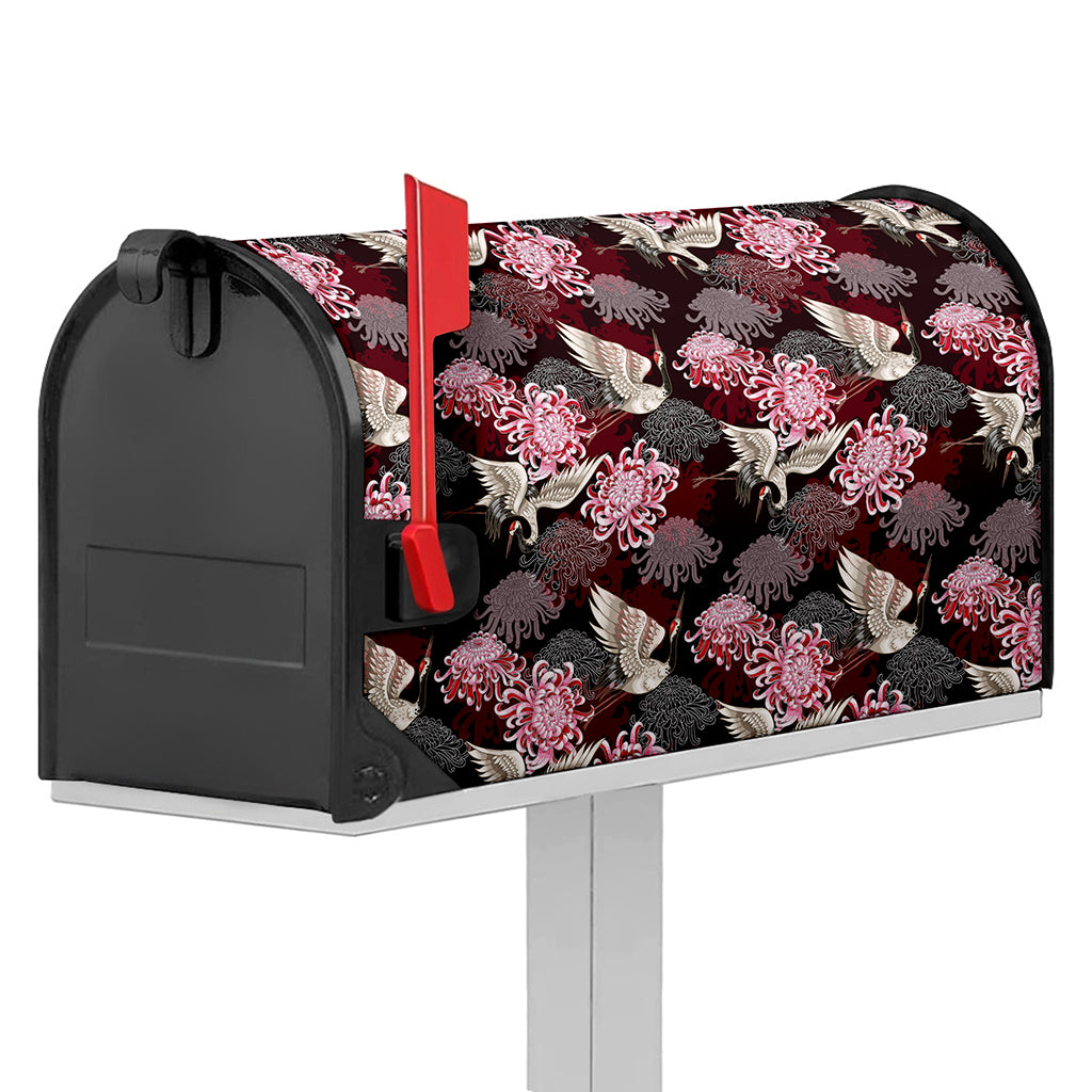 Japanese Cranes And Chrysanthemums Print Mailbox Cover