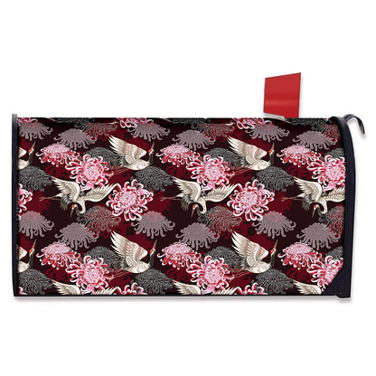 Japanese Cranes And Chrysanthemums Print Mailbox Cover