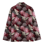 Japanese Cranes And Chrysanthemums Print Men's Blazer