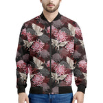 Japanese Cranes And Chrysanthemums Print Men's Bomber Jacket