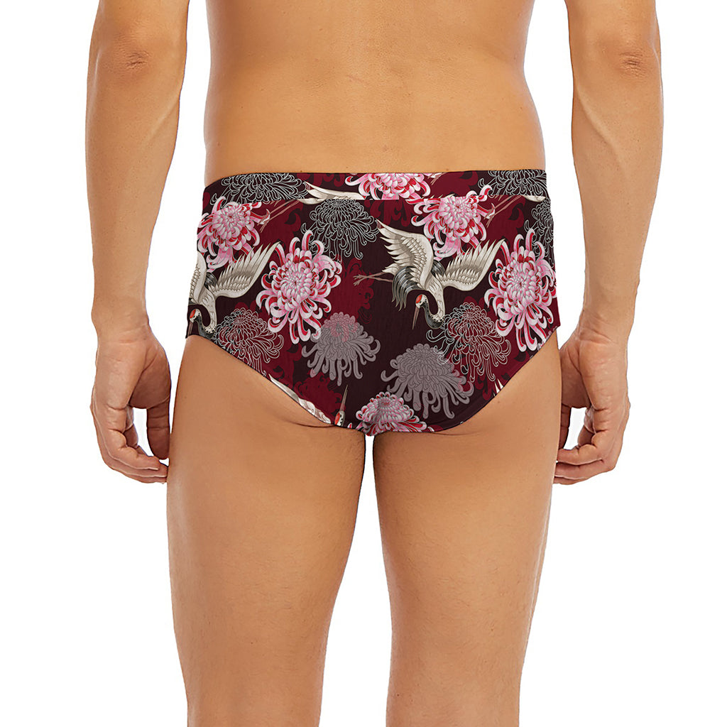 Japanese Cranes And Chrysanthemums Print Men's Briefs
