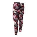 Japanese Cranes And Chrysanthemums Print Men's Compression Pants