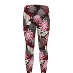 Japanese Cranes And Chrysanthemums Print Men's leggings