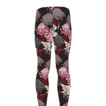 Japanese Cranes And Chrysanthemums Print Men's leggings