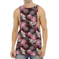 Japanese Cranes And Chrysanthemums Print Men's Muscle Tank Top