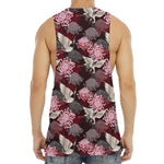 Japanese Cranes And Chrysanthemums Print Men's Muscle Tank Top