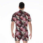 Japanese Cranes And Chrysanthemums Print Men's Rompers