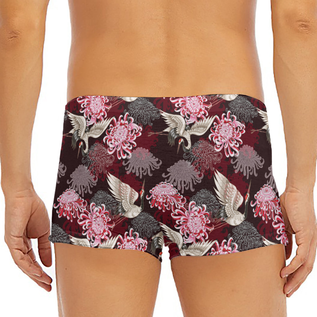 Japanese Cranes And Chrysanthemums Print Men's Short Boxer Briefs