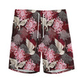 Japanese Cranes And Chrysanthemums Print Men's Athletic Shorts