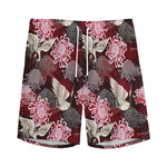Japanese Cranes And Chrysanthemums Print Men's Sports Shorts