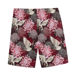 Japanese Cranes And Chrysanthemums Print Men's Sports Shorts