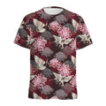 Japanese Cranes And Chrysanthemums Print Men's Athletic T-Shirt