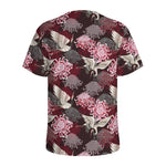 Japanese Cranes And Chrysanthemums Print Men's Sports T-Shirt