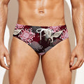 Japanese Cranes And Chrysanthemums Print Men's Swim Briefs