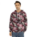 Japanese Cranes And Chrysanthemums Print Men's Velvet Pullover Hoodie
