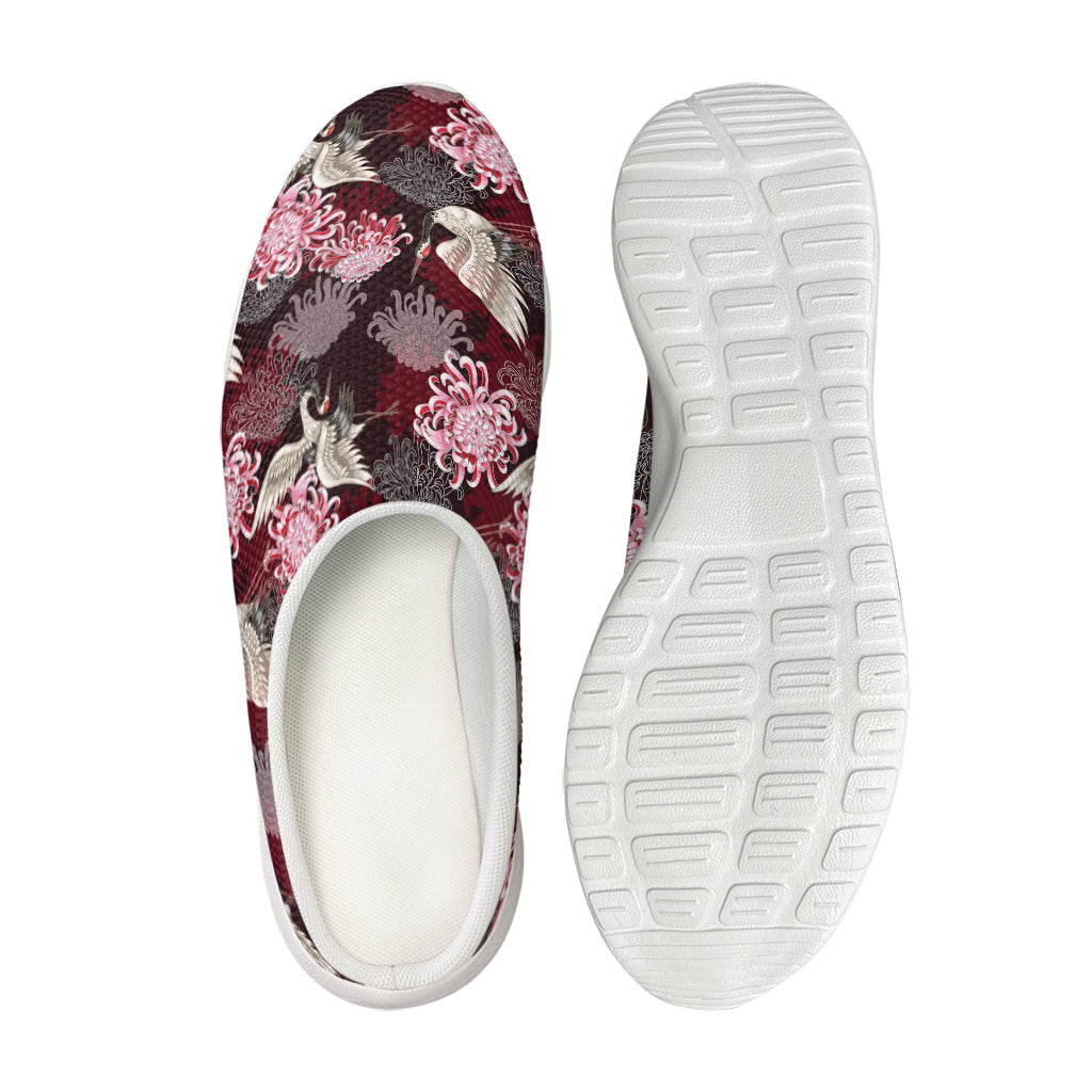 Japanese Cranes And Chrysanthemums Print Mesh Casual Shoes