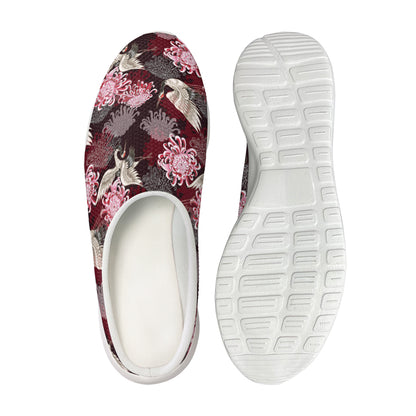 Japanese Cranes And Chrysanthemums Print Mesh Casual Shoes
