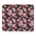 Japanese Cranes And Chrysanthemums Print Mouse Pad