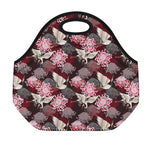 Japanese Cranes And Chrysanthemums Print Neoprene Lunch Bag