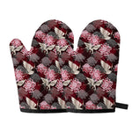 Japanese Cranes And Chrysanthemums Print Oven Mitts