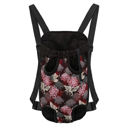 Japanese Cranes And Chrysanthemums Print Pet Carrier Backpack