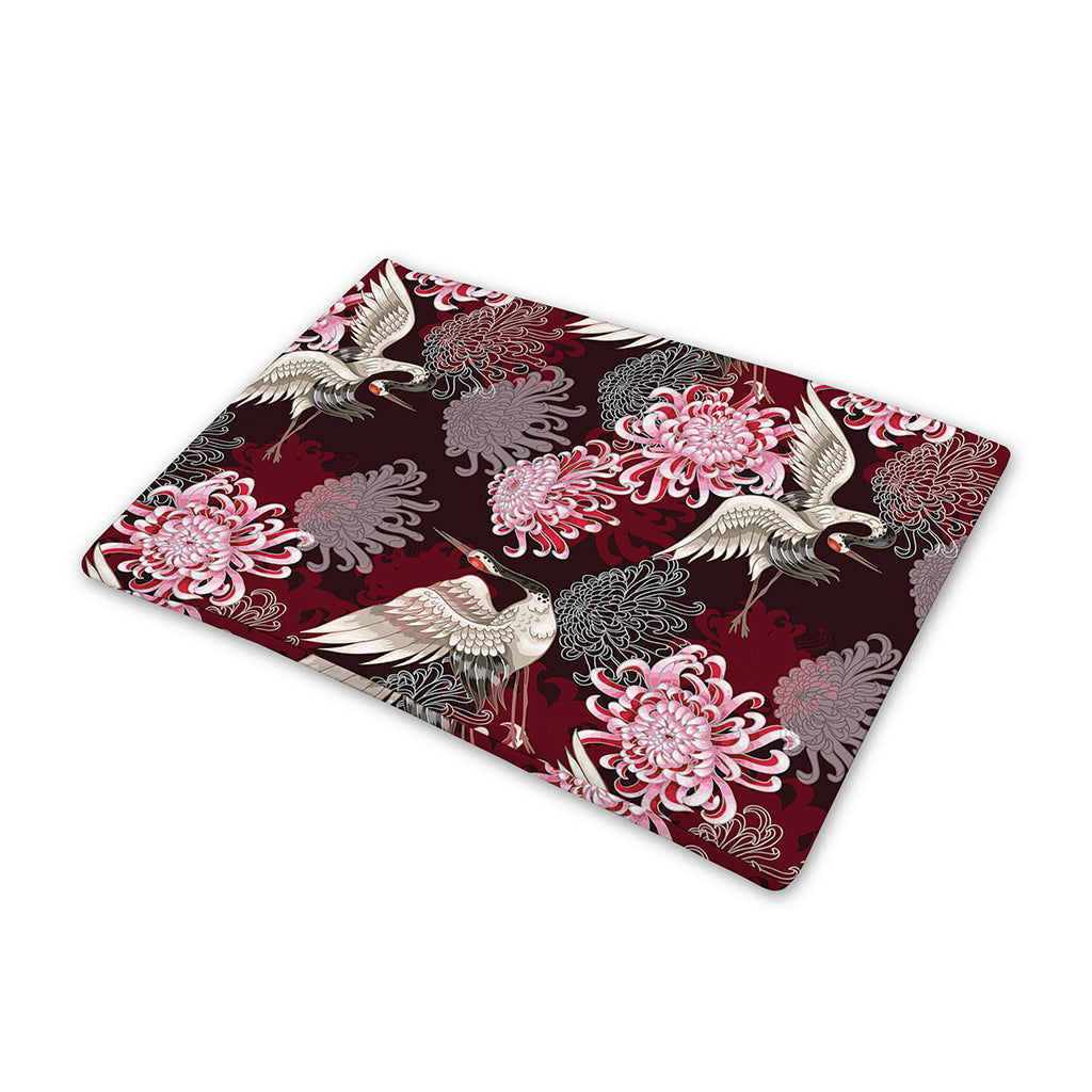 Japanese Cranes And Chrysanthemums Print Pet Cooling Mat Cover