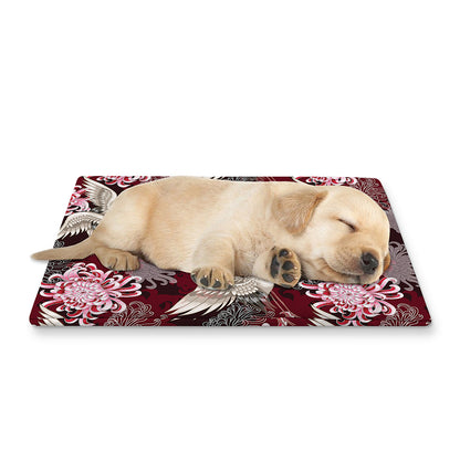 Japanese Cranes And Chrysanthemums Print Pet Cooling Mat Cover