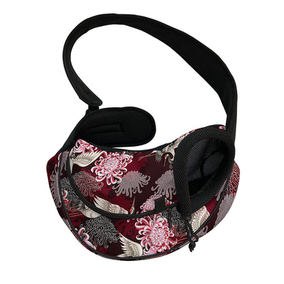 Japanese Cranes And Chrysanthemums Print Pet Sling Carrier