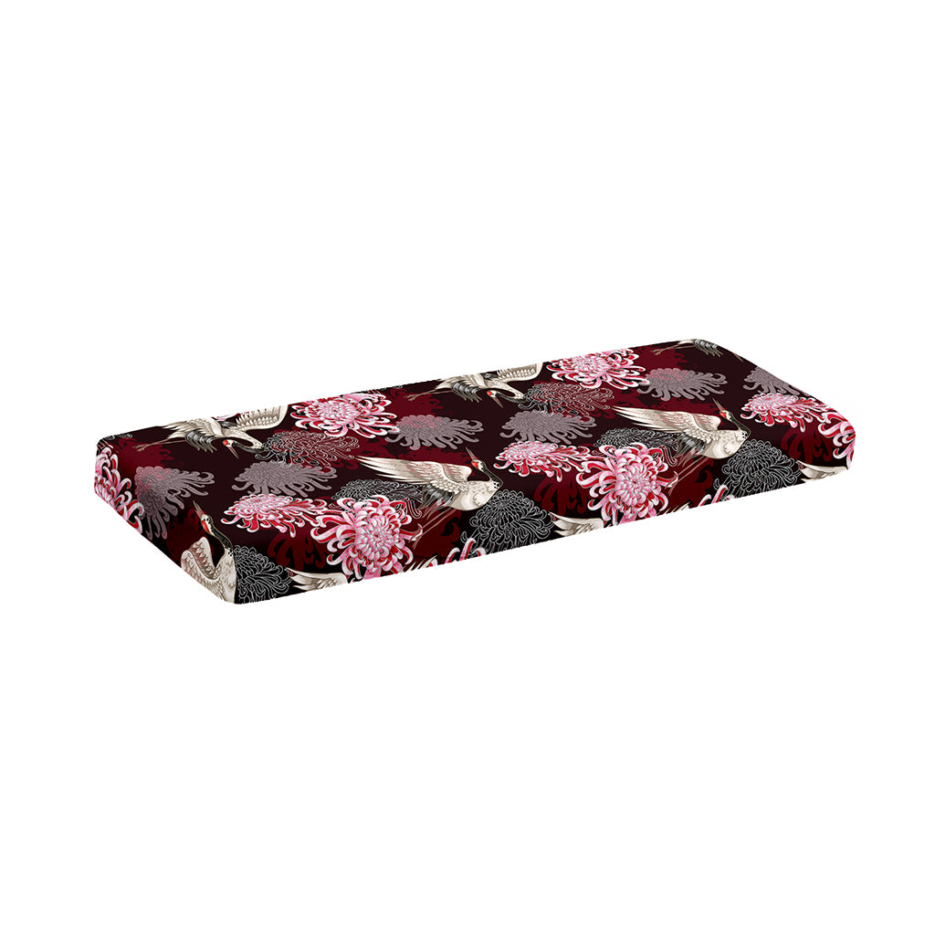 Japanese Cranes And Chrysanthemums Print Piano Keyboard Cover