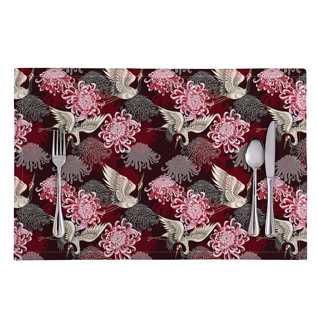 Japanese Cranes And Chrysanthemums Print Placemat
