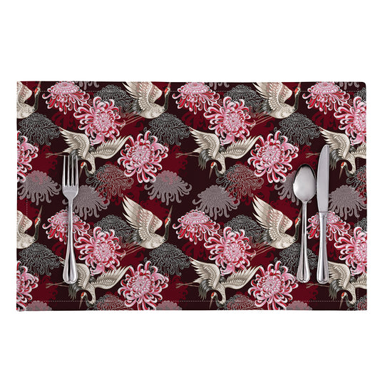 Japanese Cranes And Chrysanthemums Print Placemat