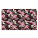 Japanese Cranes And Chrysanthemums Print Polyester Doormat